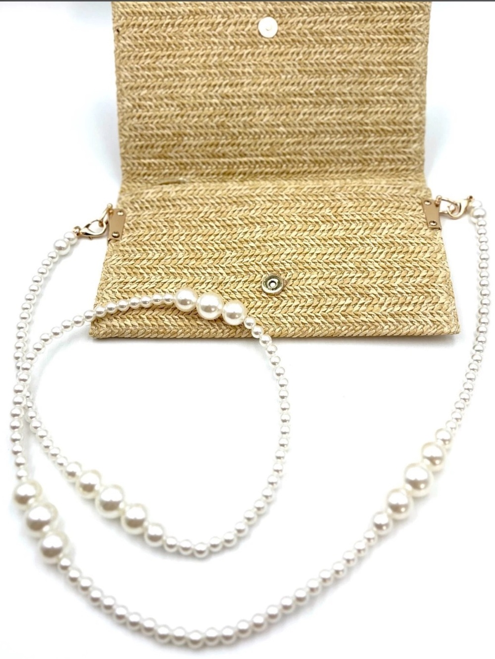 Christian Dior Straw Raffia Woven Purse Bag Pouch with Strap New in Box - Picture 3 of 9